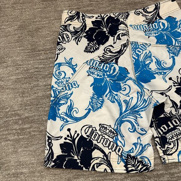 Corona Swim Trunks Mens 32 White Blue Floral Tropical Colorful Beach Resort - Picture 6 of 13